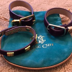 Rustic Cuff bracelet set Purple